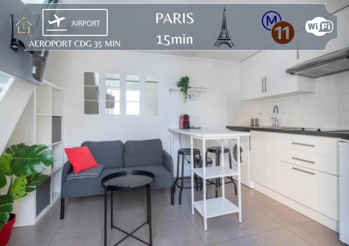 Benfleet 4 Cosy Studio Proche Paris Apartment โรแมงวิลล์ ภายนอก รูปภาพ